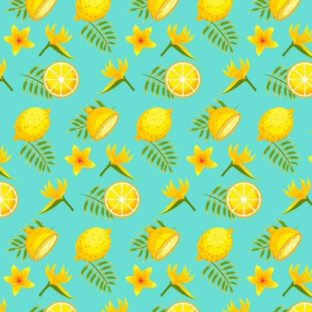 Free Vector flat design fruit and floral pattern