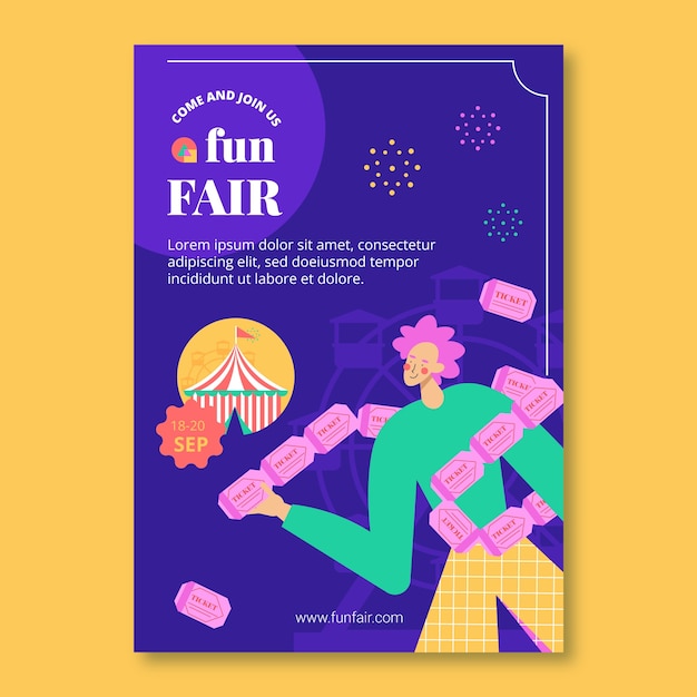 Free Vector flat design fun fair poster template