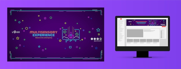 Flat design gaming concept youtube channel art