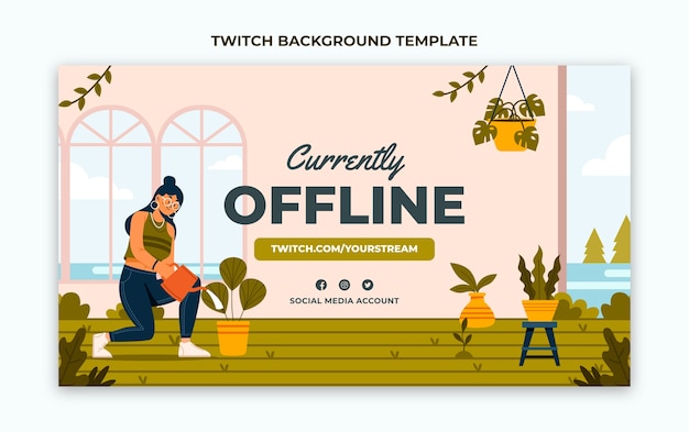 Free vector flat design gardening offline twitch background