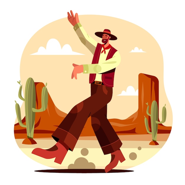 Free vector flat design gaucho character dancing illustration