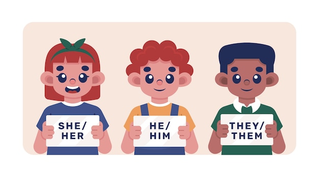 Free vector flat design gender pronouns illustration