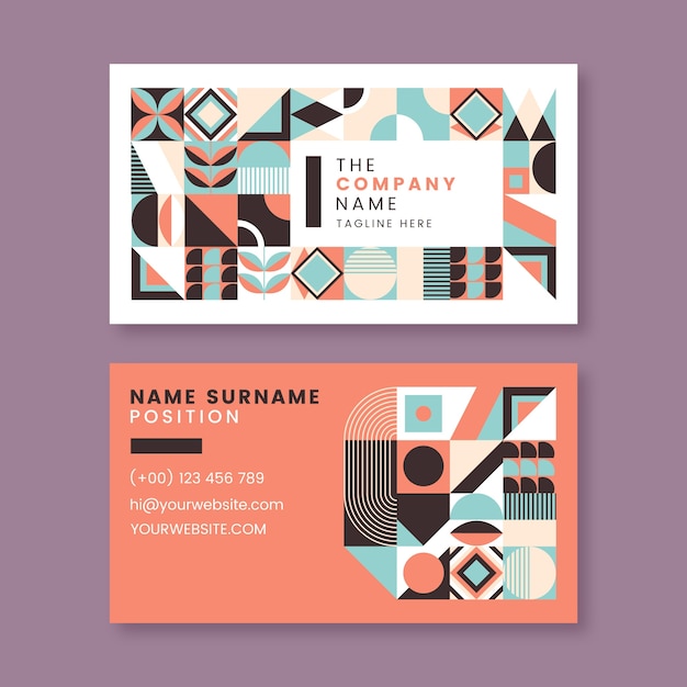 Flat design geometric pattern business card