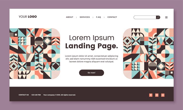 Flat design geometric pattern landing page