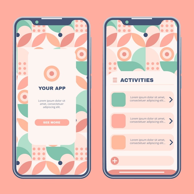 Flat design geometric pattern mobile design template