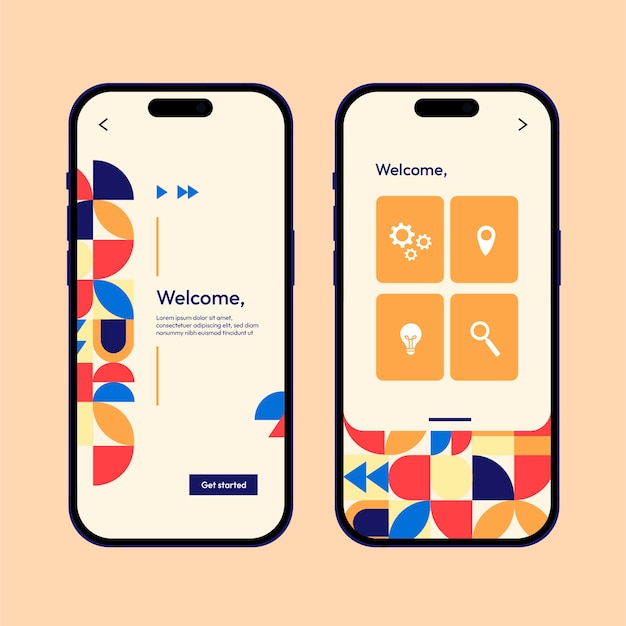 Flat design geometric pattern mobile design template