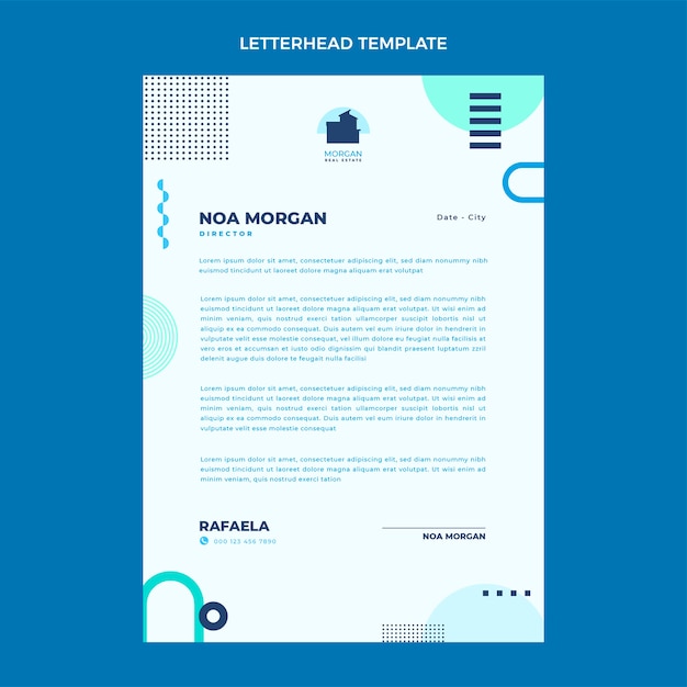 Flat design geometric real estate letterhead template