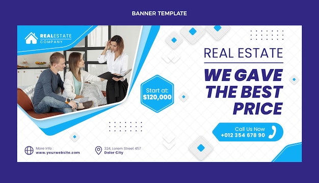 Free Vector flat design geometric real estate sale banner