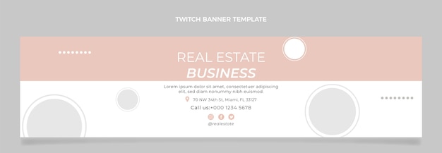 Free Vector flat design geometric real estate twitch banner