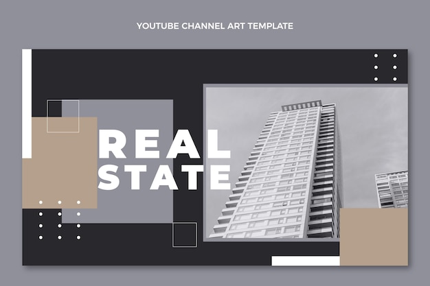 Flat design geometric real estate youtube channel art