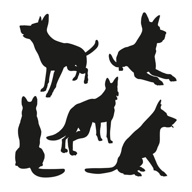 Flat design german shepherd silhouette illustration