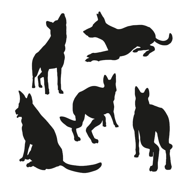 Free vector flat design german shepherd silhouette illustration