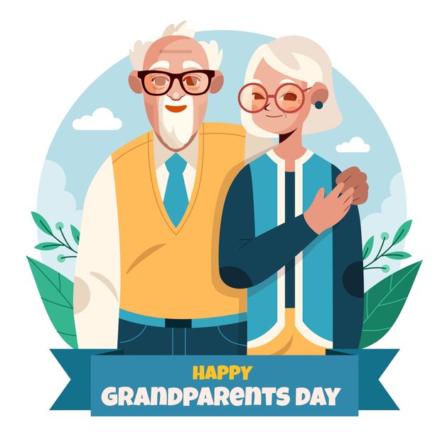 Flat design grandparents day celebration illustration