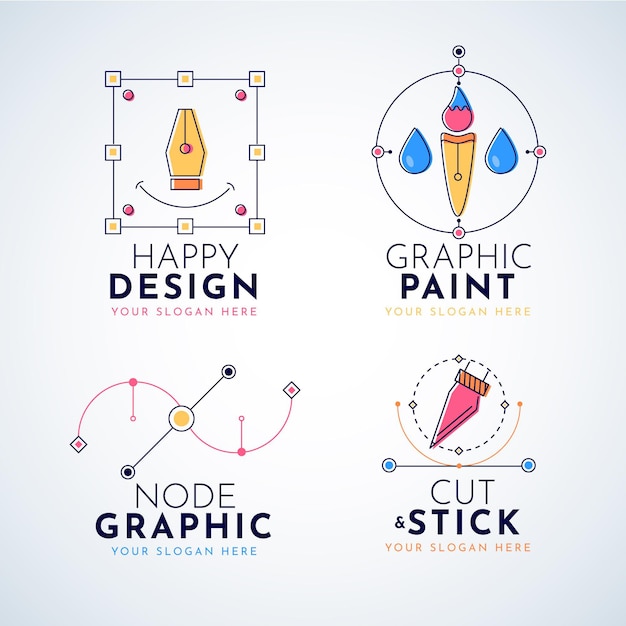 Free Vector flat design graphic designer logo collection