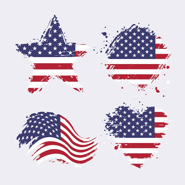 Free vector flat design grunge american flag background