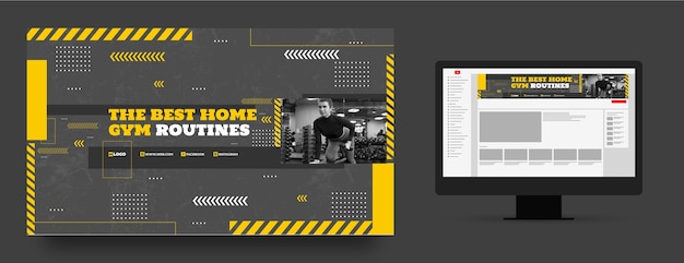 Free Vector flat design gym training youtube channel art