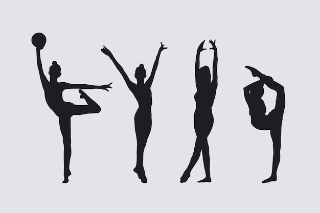 Flat design gymnast silhouette illustration