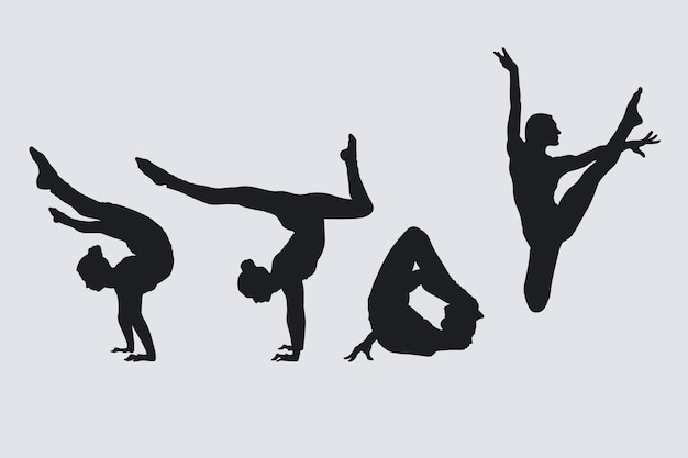 Flat design gymnast silhouette illustration