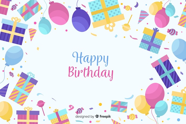 Flat design happy birthday background