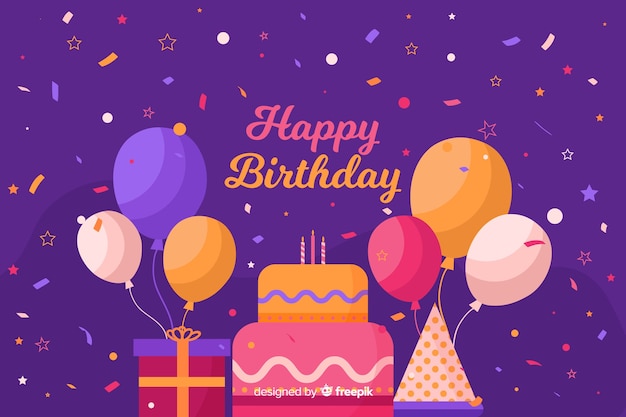 Flat design happy birthday background