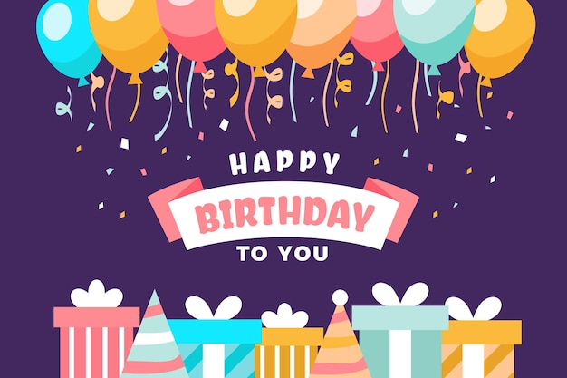 Flat design happy birthday background