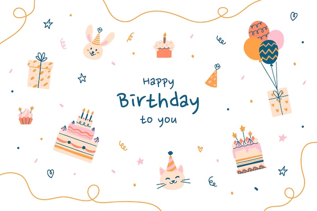 Flat design happy birthday background