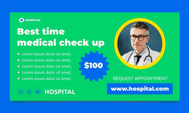 Flat design healthcare establishment facebook template