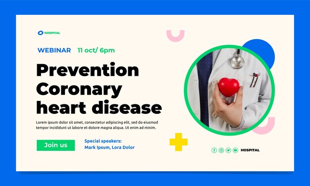 Flat design healthcare establishment webinar