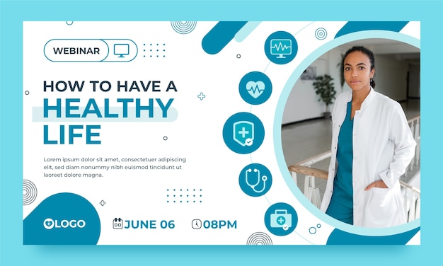 Free Vector flat design healthcare webinar template