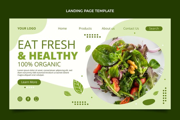 Flat design healthy food landing page