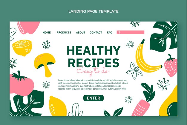 Flat design healthy food landing page