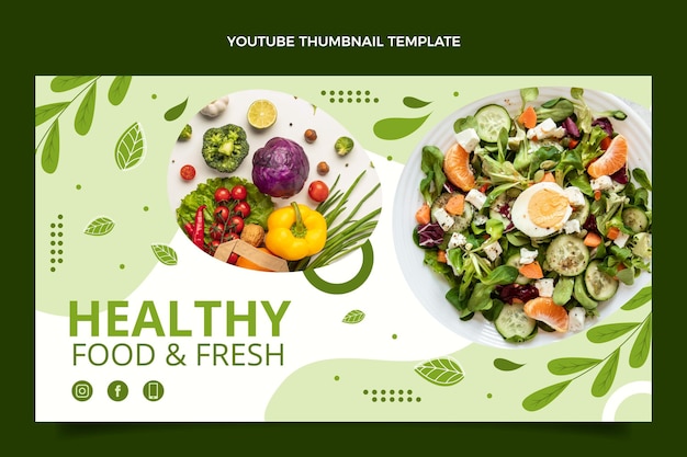 Flat design healthy food youtube thumbnail