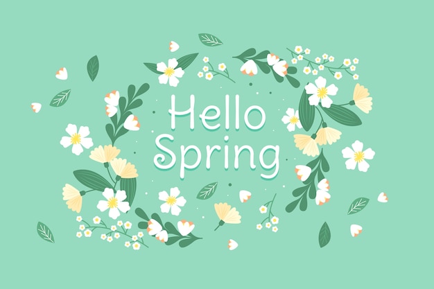 Free Vector flat design hello spring concept