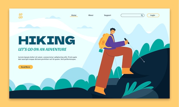 Free Vector flat design hiking adventure landing page