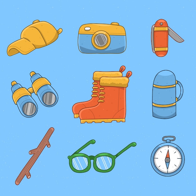 Free Vector flat design hiking element set