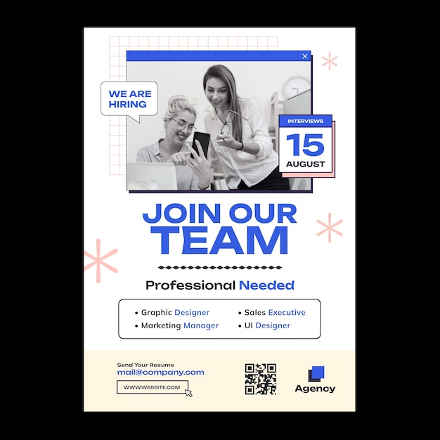 Free Vector flat design hiring poster and flyer template