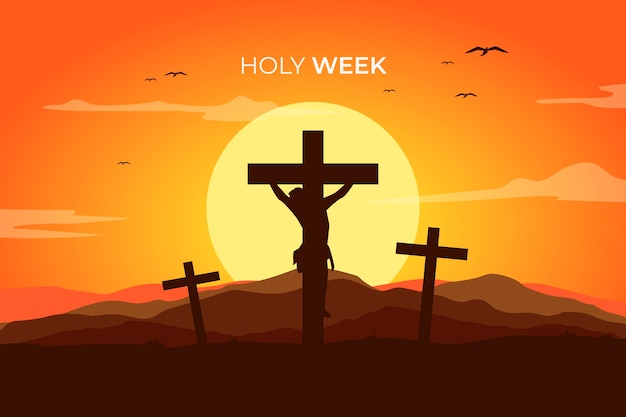 Flat design holy week religious concept