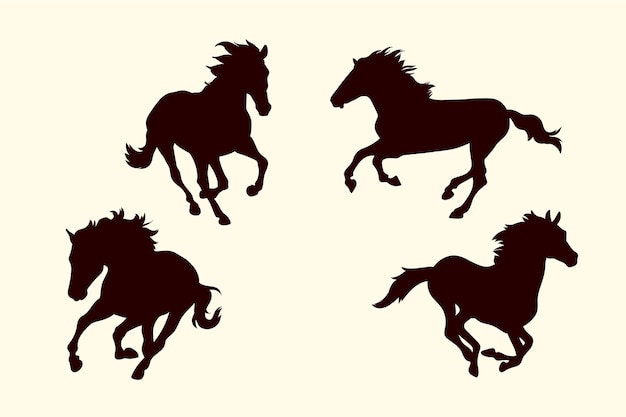 Free vector flat design horse silhouettes