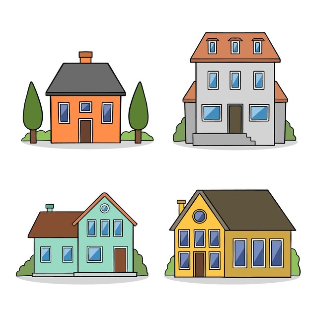 Flat design house set