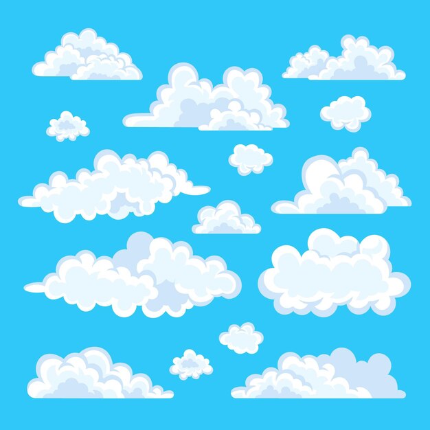 Flat design illustration of cloud collection