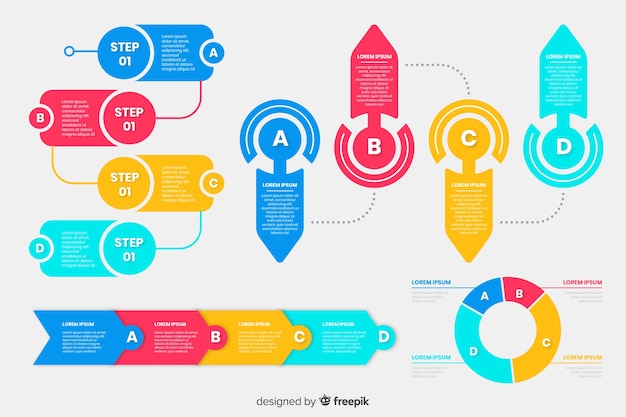 Free Vector flat design infographic steps