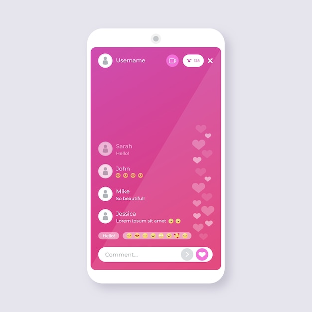 Free vector flat design instagram live interface template