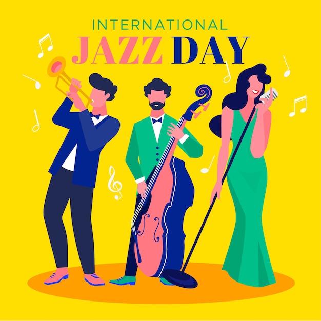 Flat design international jazz day concept