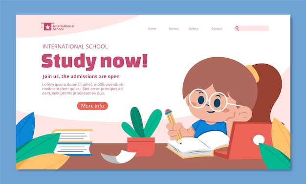 Free Vector flat design international school landing page