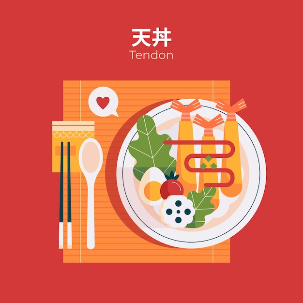 Free Vector flat design japan food illustration