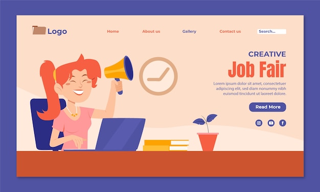 Free Vector flat  design job fair landing page template