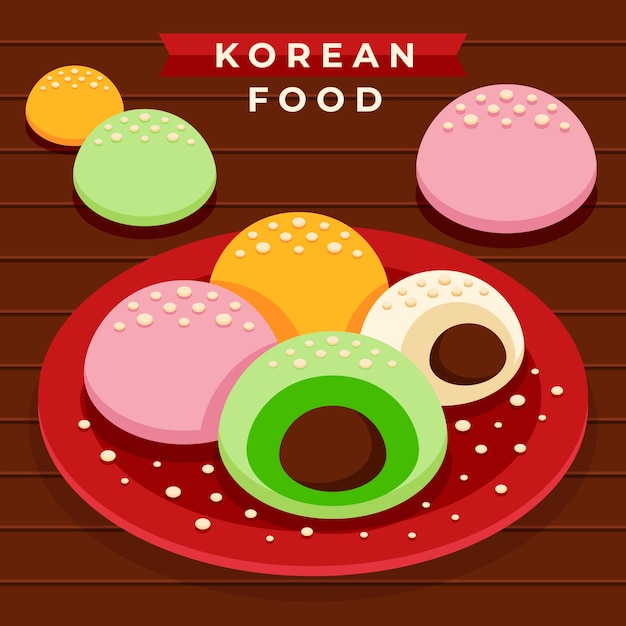 Flat design korean food illustration