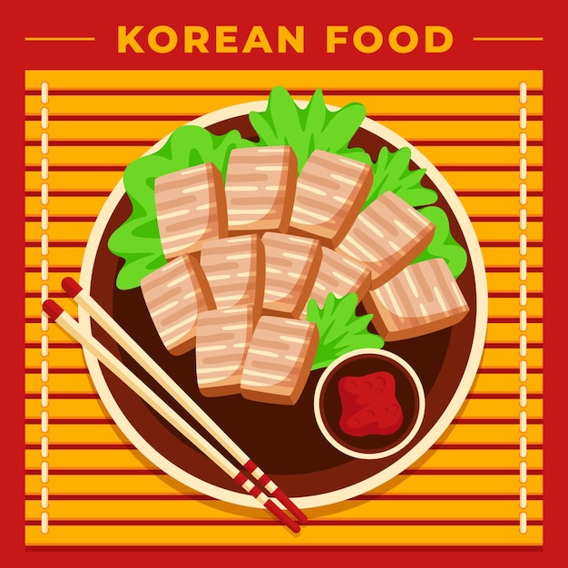 Flat design korean food illustration