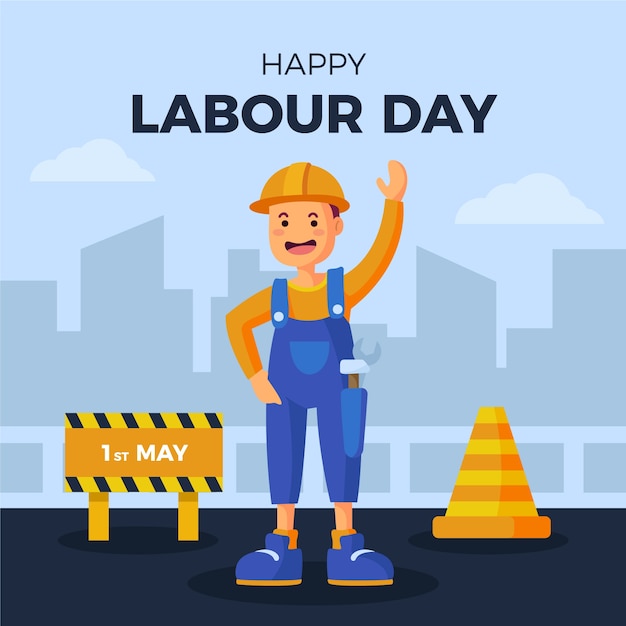 Free Vector flat design labour day cheering worker