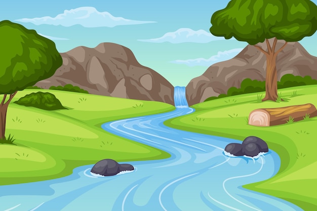 Free vector flat design lake scenery